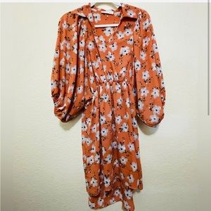 High Low orange floral dress